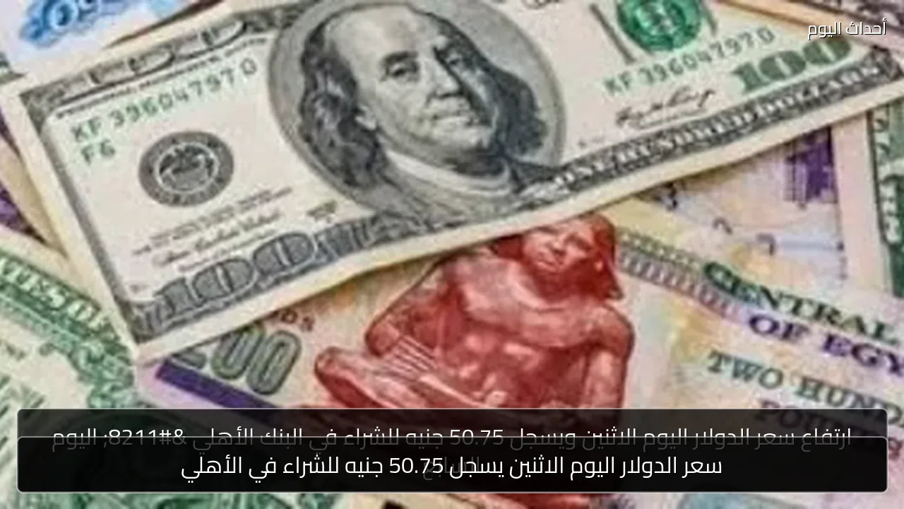 سعر الدولار اليوم الاثنين يسجل 50.75 جنيه للشراء في الأهلي