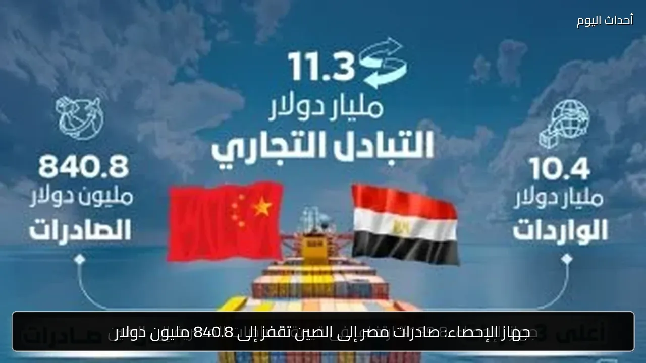 جهاز الإحصاء: صادرات مصر إلى الصين تقفز إلى 840.8 مليون دولار