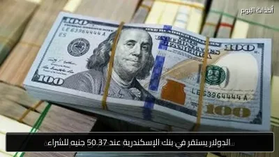 الدولار يستقر في بنك الإسكندرية عند 50.37 جنيه للشراء