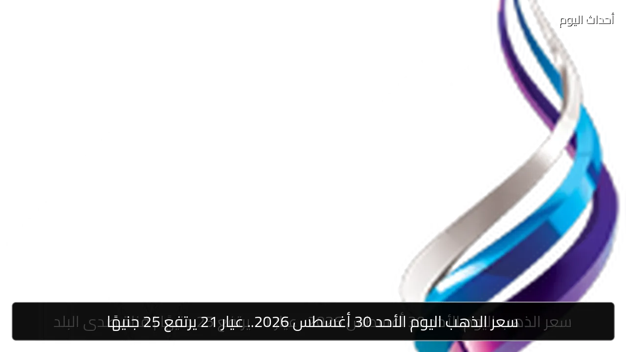 سعر الذهب اليوم الأحد 30 أغسطس 2026.. عيار 21 يرتفع 25 جنيهًا