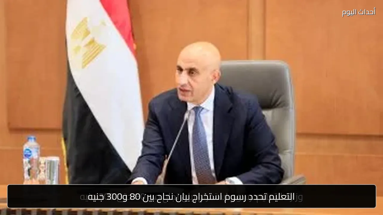 التعليم تحدد رسوم استخراج بيان نجاح بين 80 و300 جنيه