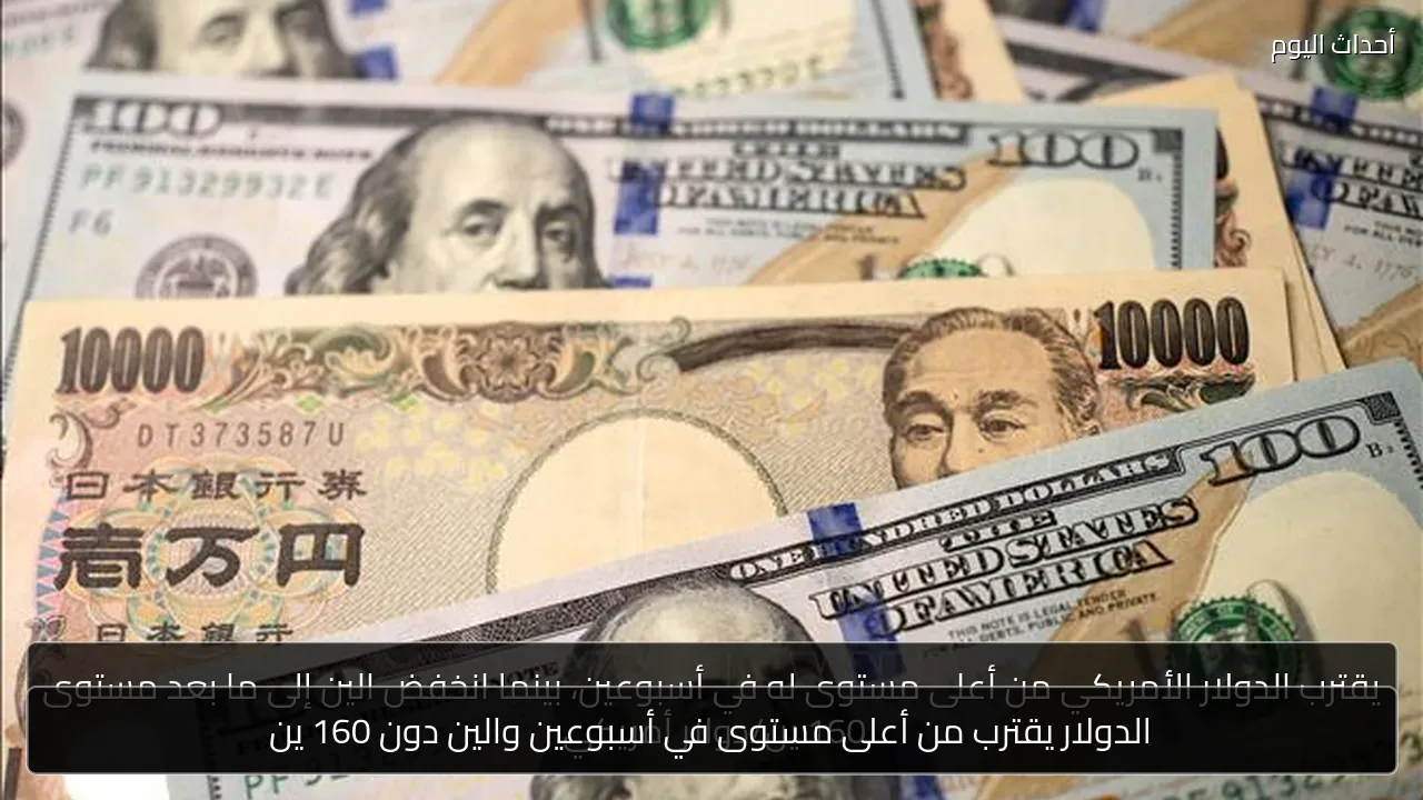 الدولار يقترب من أعلى مستوى في أسبوعين والين دون 160 ين