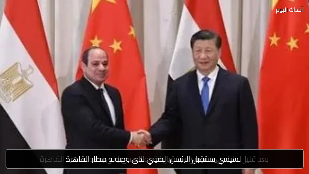السيسي يستقبل الرئيس الصيني لدى وصوله مطار القاهرة
