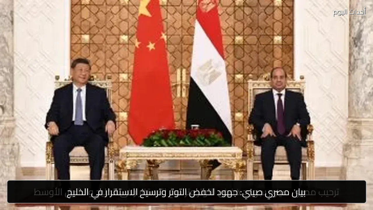 بيان مصري صيني: جهود لخفض التوتر وترسيخ الاستقرار في الخليج