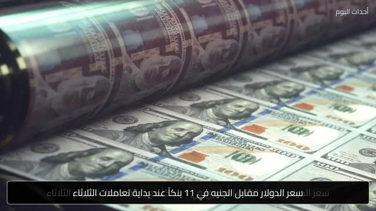 سعر الدولار مقابل الجنيه في 11 بنكاً عند بداية تعاملات الثلاثاء