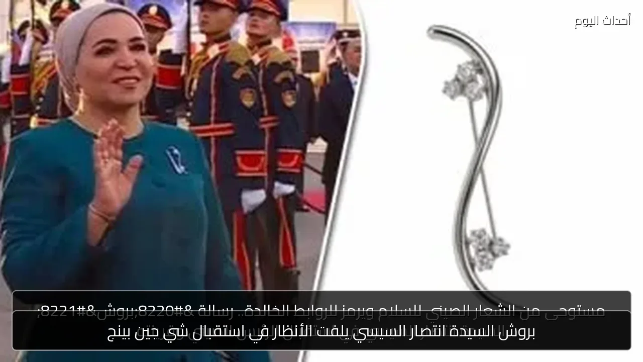 بروش السيدة انتصار السيسي يلفت الأنظار في استقبال شي جين بينج