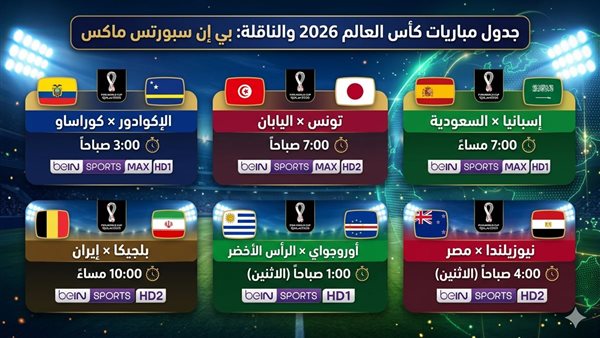 مواعيد مباريات كأس العالم اليوم الأحد..مصر تواجه نيوزيلندا والسعودية أمام إسبانيا