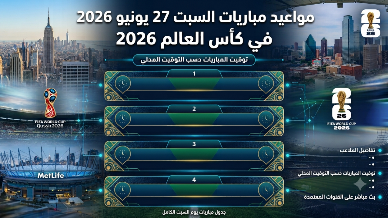 مواعيد مباريات السبت 27 يونيو 2026 في كأس العالم: مواجهات حاسمة للمنتخبات العربية