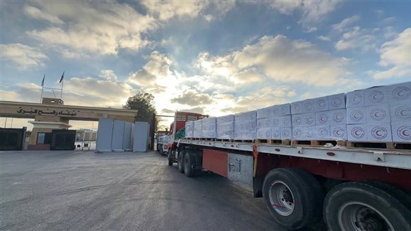 الهلال الأحمر المصري يرسل 3458 طنًا من المساعدات عبر القافلة رقم 223 إلى غزة