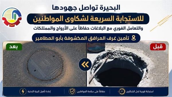 محافظة البحيرة تستجيب لشكاوى المواطنين بإصلاح كسر في غرف كابلات الفايبر وتأمين المرافق (صور)