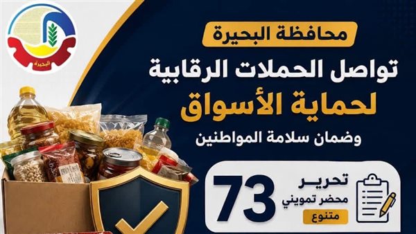 حملات رقابية بالبحيرة تضبط مواد غذائية مجهولة ومنتهية الصلاحية وتحرر 73 محضرًا