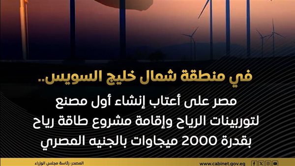 مصر توقع اتفاقية لإنشاء أول مصنع لتوربينات الرياح بقدرة 2000 ميجاوات