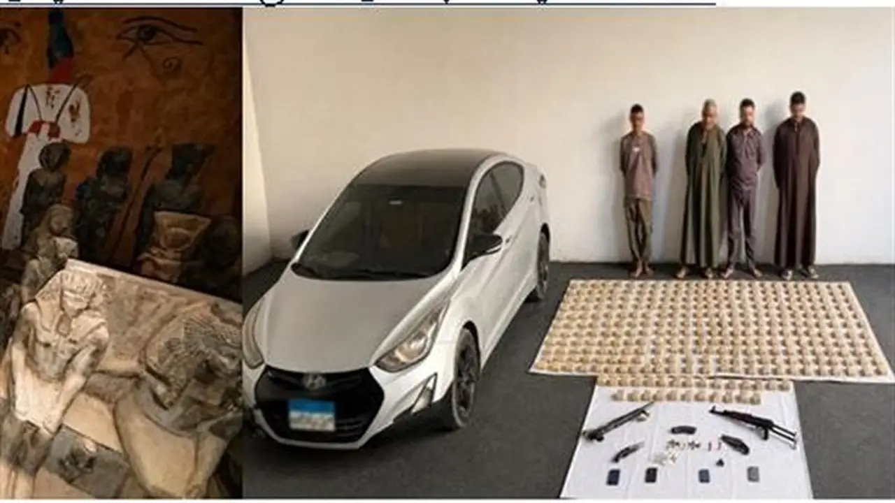 ضبط تشكيل عصابي خطير في منشأة القناطر بحوزته 90 قطعة أثرية و150 كيلو من الحشيش