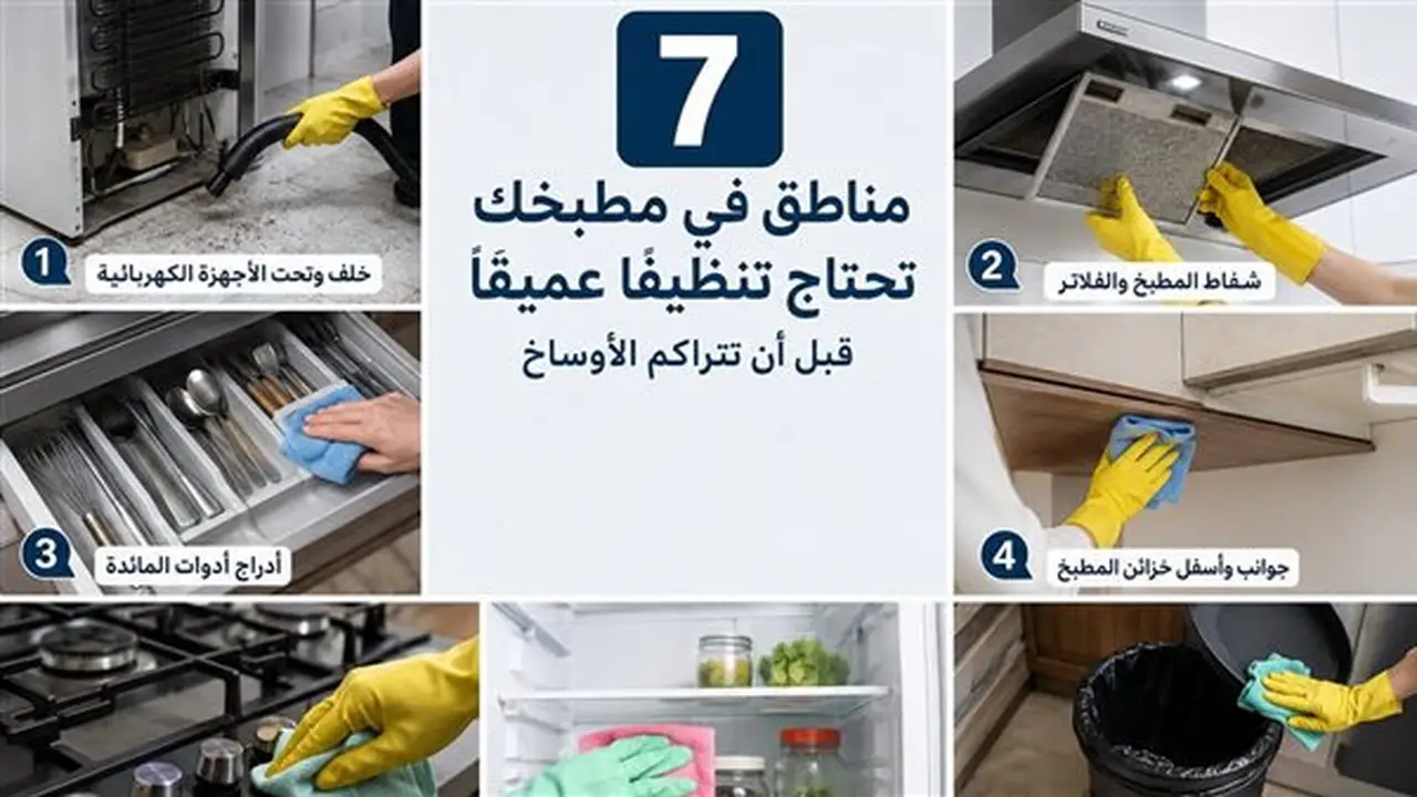7 مناطق في مطبخك تحتاج إلى تنظيف عميق لتجنب تراكم الأوساخ