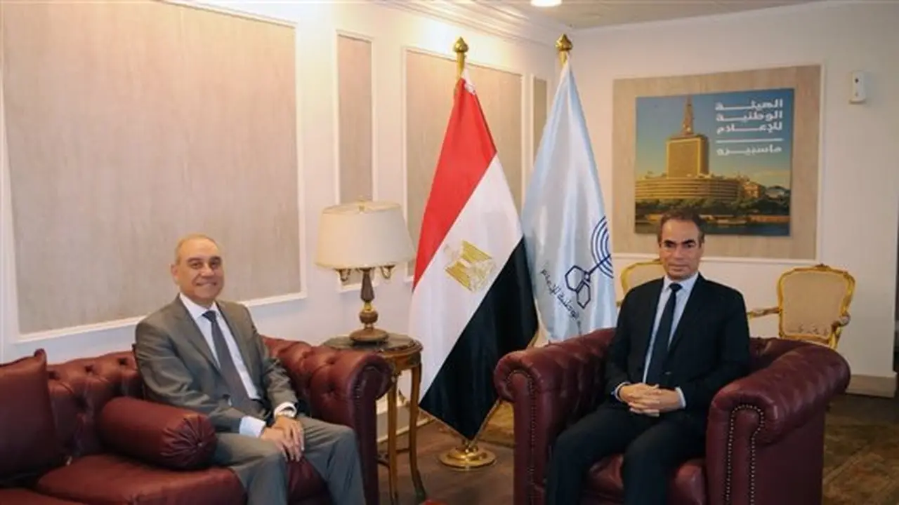 أحمد المسلماني يستقبل علاء يوسف لتوقيع بروتوكول تعاون بين الوطنية للإعلام وهيئة الاستعلامات