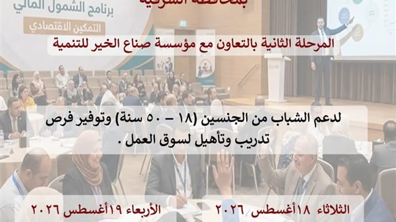 وحدة سكان الشرقية تدعو الشباب للمشاركة في ورشة عمل للتمكين الاقتصادي