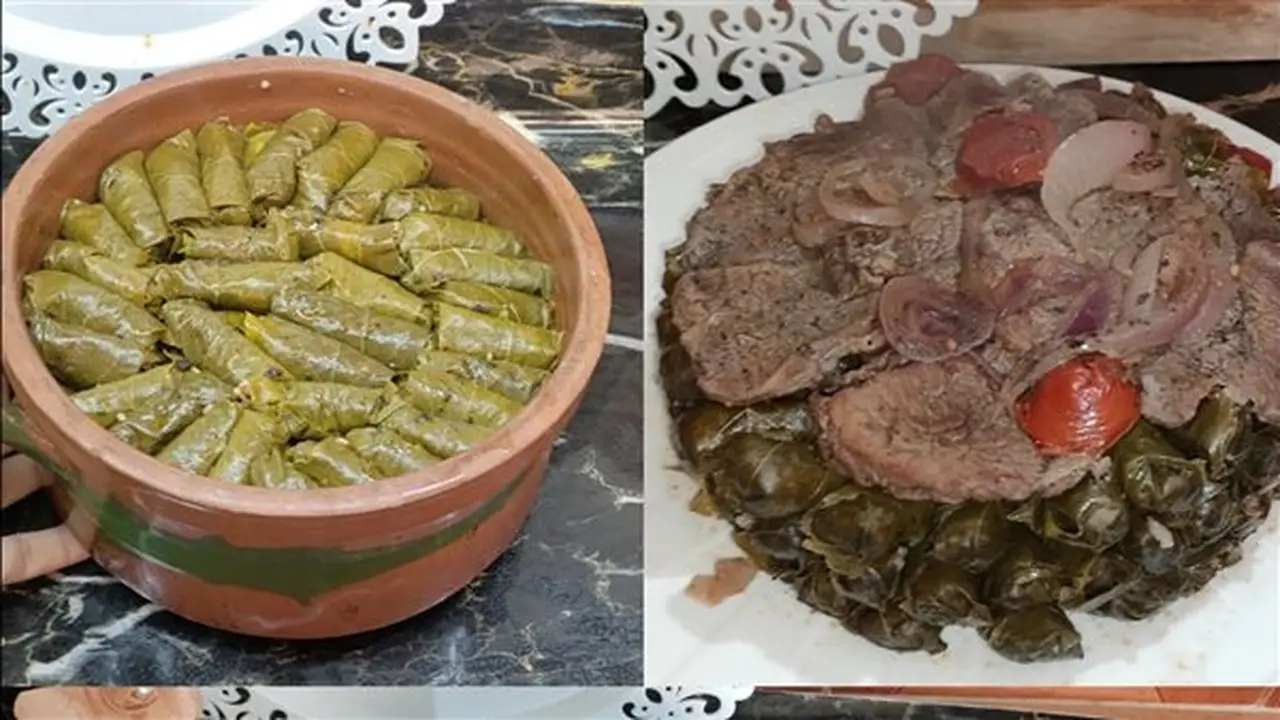 طريقة تحضير طاجن ورق العنب بشرائح اللحم
