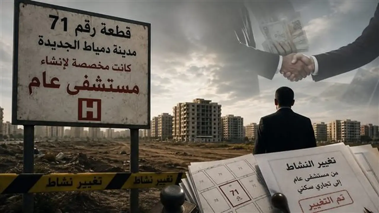 تحويل نشاط قطعة الأرض رقم 71 بدمياط الجديدة من مستشفى إلى مشروع سكني تجاري.. 150 مليون جنيه قيمة العرض