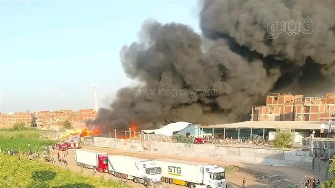 5 سيارات إطفاء تسيطر على حريق محطة تصدير الموالح بالشرقية