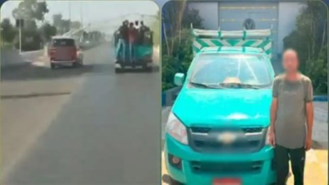 سائق سيارة ربع نقل يعرض حياة أطفال للخطر في القليوبية (فيديو)