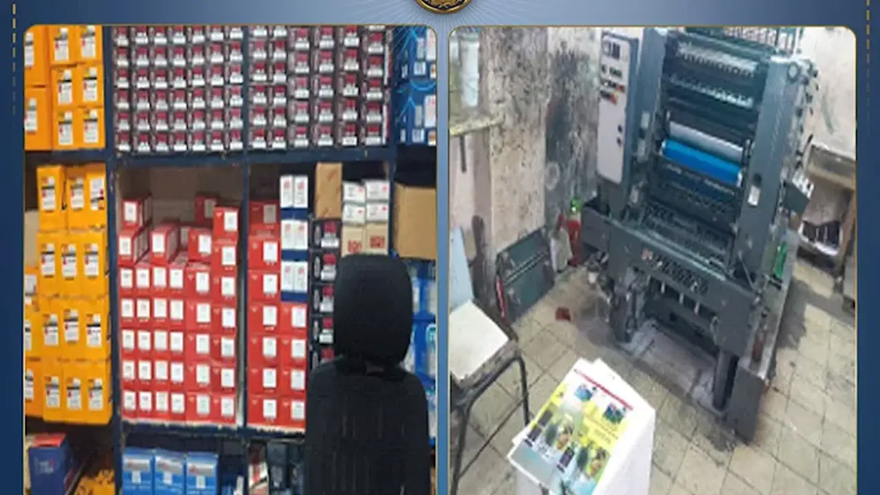 ضبط مطبعة غير مرخصة لتقليد علامات قطع غيار السيارات في الجيزة بحوزتها 63 ألف ملصق و650 عبوة