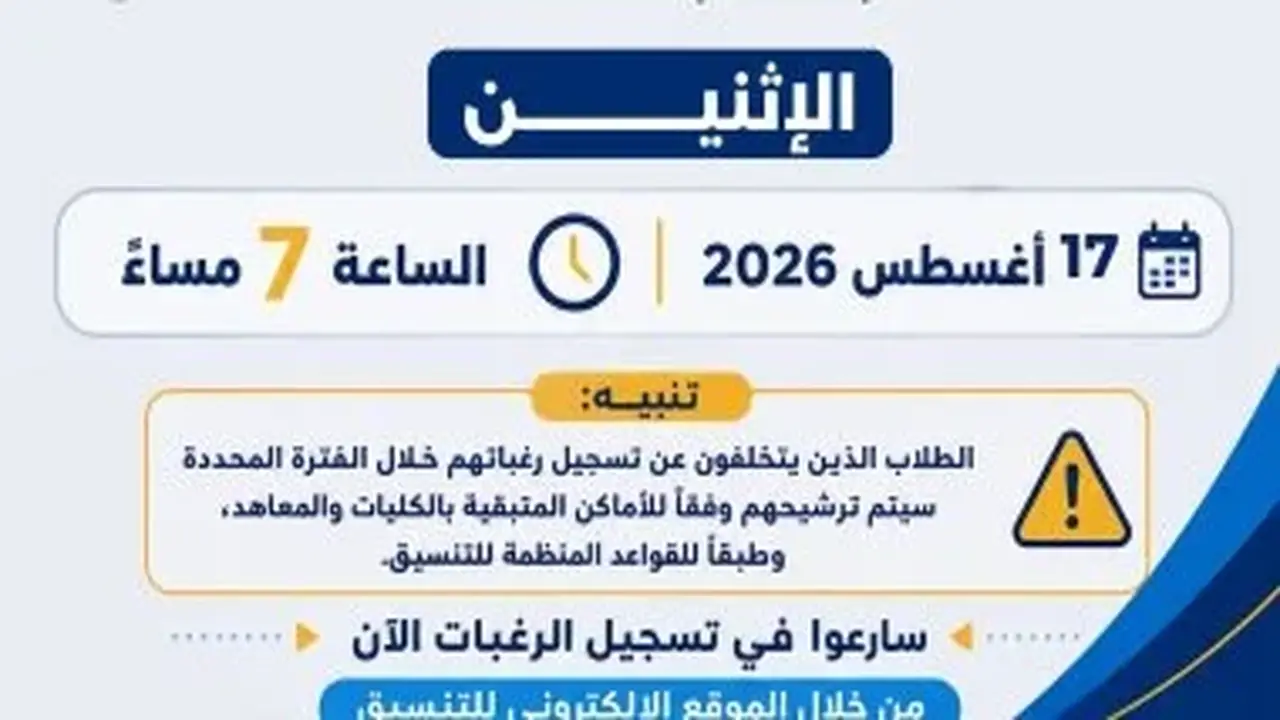 تمديد فترة تسجيل رغبات المرحلة الثانية ليوم إضافي