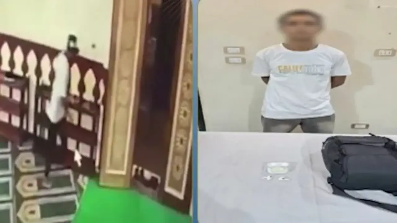 لحظة سرقة حقيبة أحد المصلين في مسجد بالمنوفية تُوثق بفيديو