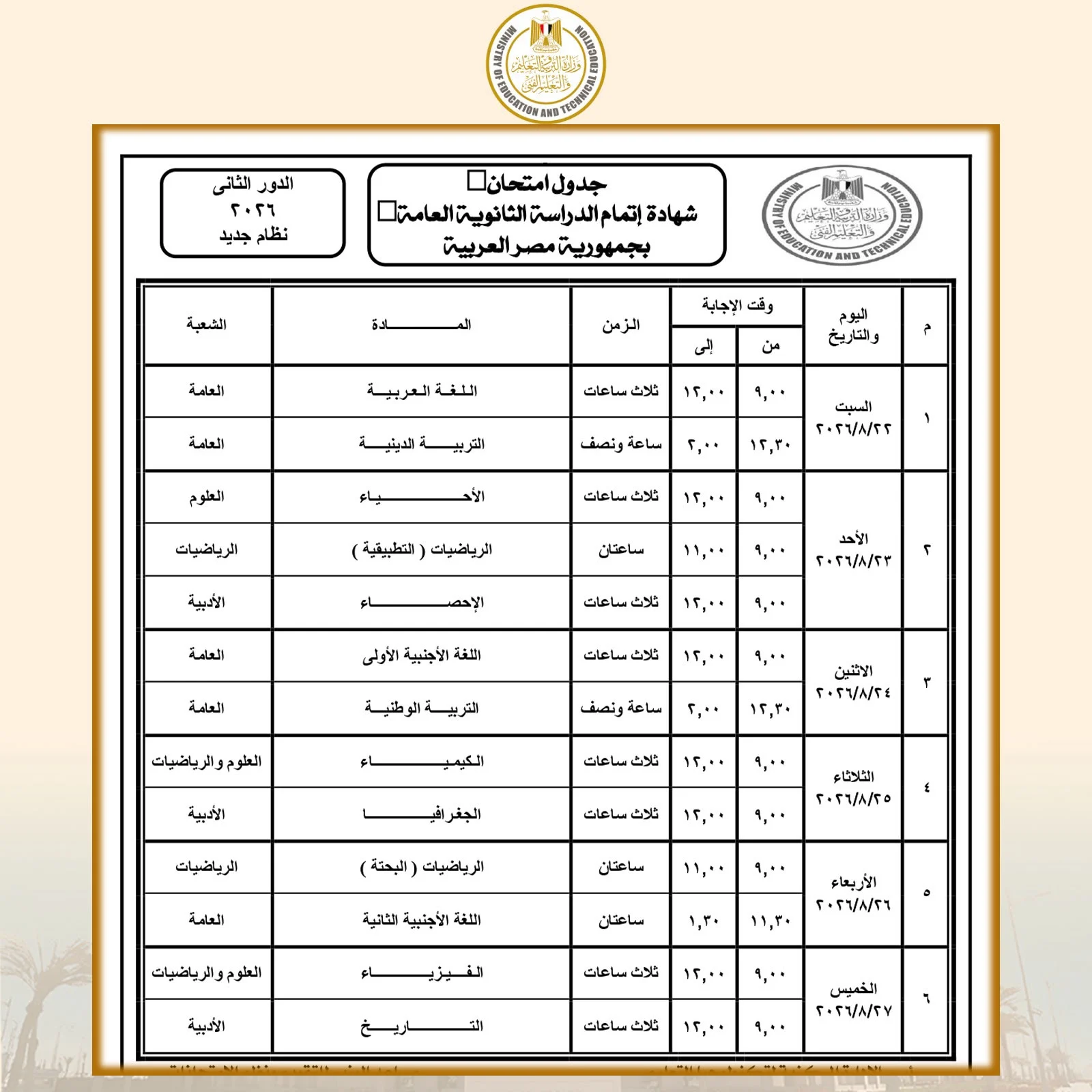 الجدول الجدول