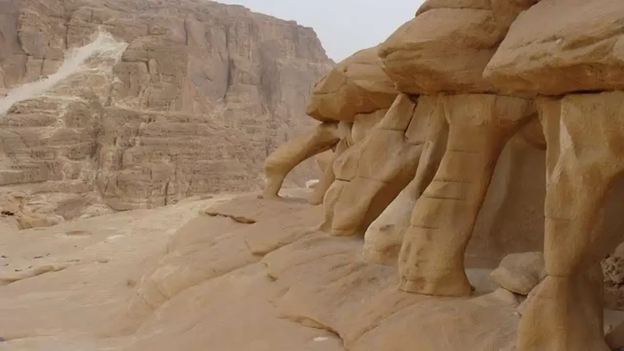 جبال بيضاء وكهوف غامضة.. أسرار الكانون الأبيض في طابا تجذب السياح – صور